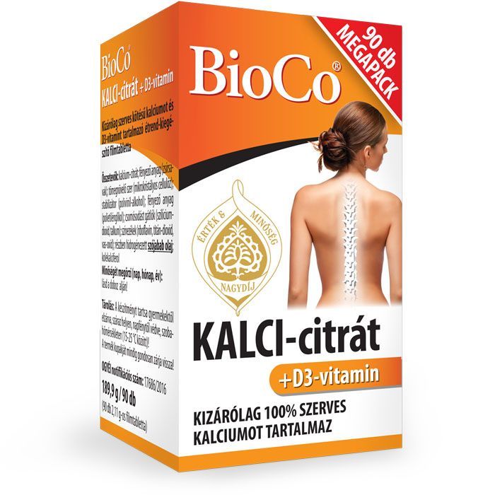 BIOCO Kalci-citrát+D3 vitamin filmtabletta (90db)