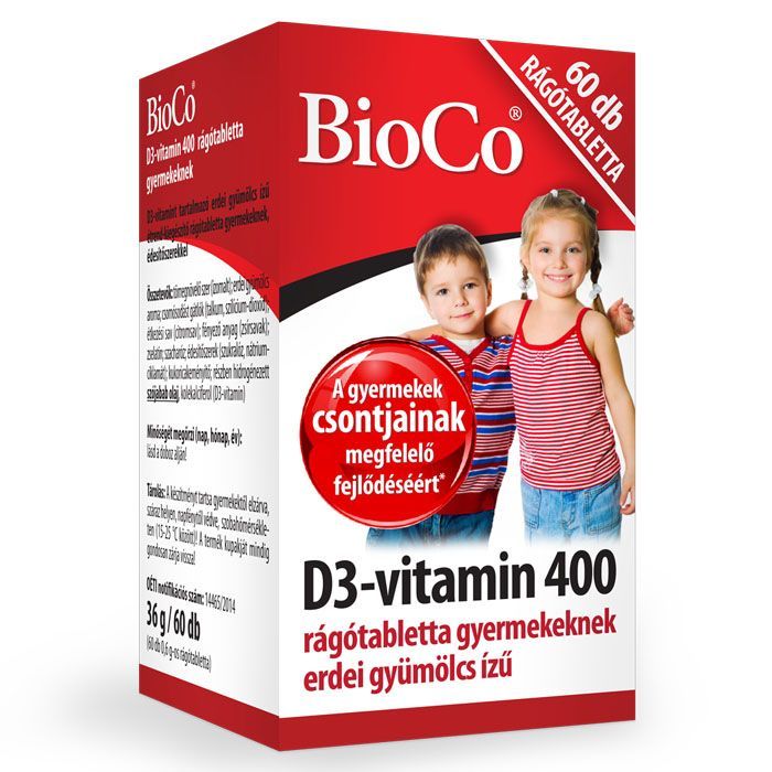 BIOCO D3-vitamin 400 rágótabletta gyermekeknek (60db)