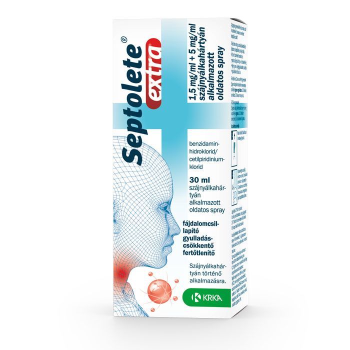 SEPTOLETE Extra 1,5 mg/ml+5 mg/ml szájnyálkahártyán alkalmazott oldatos spray (30ml)