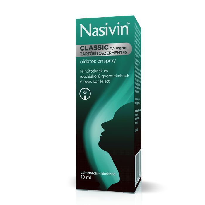 NASIVIN Classic 0,5mg/ml tartósítószermentes oldatos orrspray (10ml)