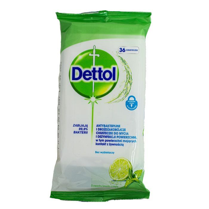 DETTOL Antibakteriális felülettisztító kendő Lime (36db)