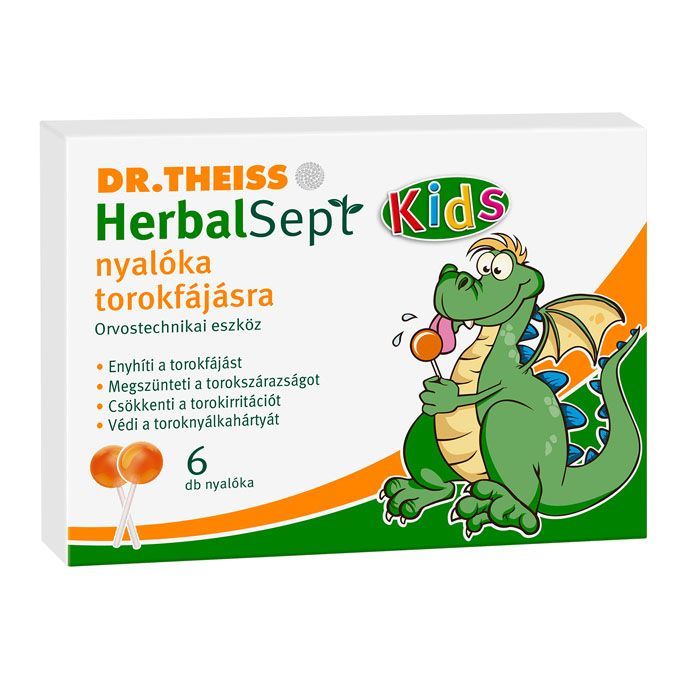 DR. THEISS HerbalSept Kids nyalóka torokfájásra (6db)