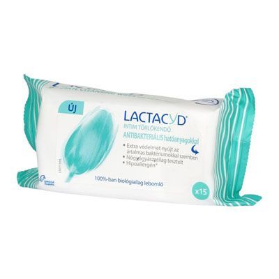 LACTACYD Femina intim törlőkendő antibakteriális hatóanyagokkal (15db)  