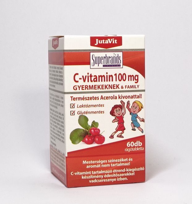 JUTAVIT C - vitamin 100 mg gyermekeknek & family természetes acerola kivonattal rágótabletta (60db)