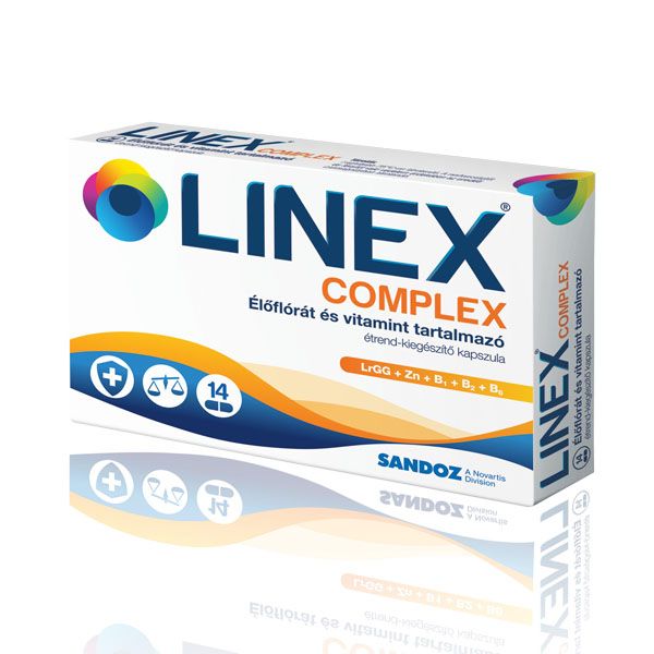LINEX Complex élőflórát és vitamint tartalmazó étrend-kiegészítő kapszula (14db) 