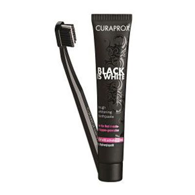 CURAPROX Black is White fogkefe + fogkrém szett (90ml)