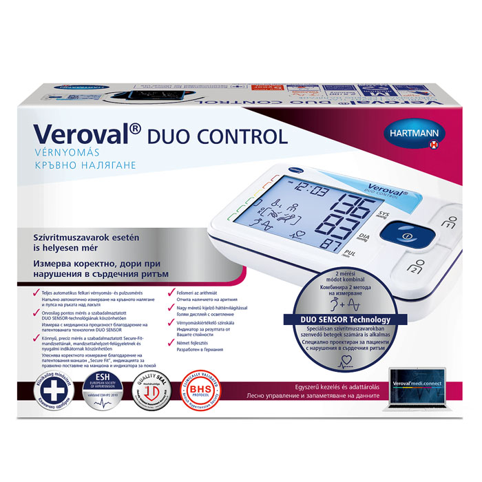 VEROVAL Duo control felkari vérnyomásmérő nagy mandzsettával (1db)